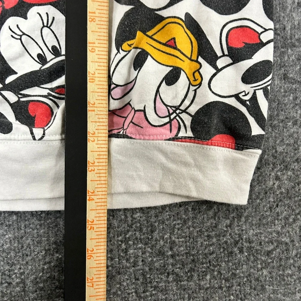 Disney Sweatshirt Womens XL White All Over Print Mickey Minnie Daisy Crewneck